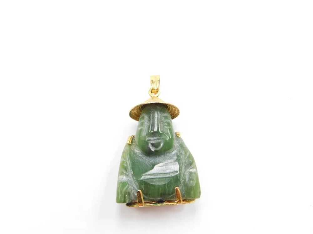 18k Gold Jade Buddha Charm Happiness Kanji - image 3