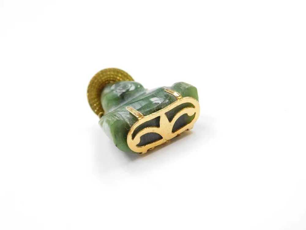 18k Gold Jade Buddha Charm Happiness Kanji - image 4