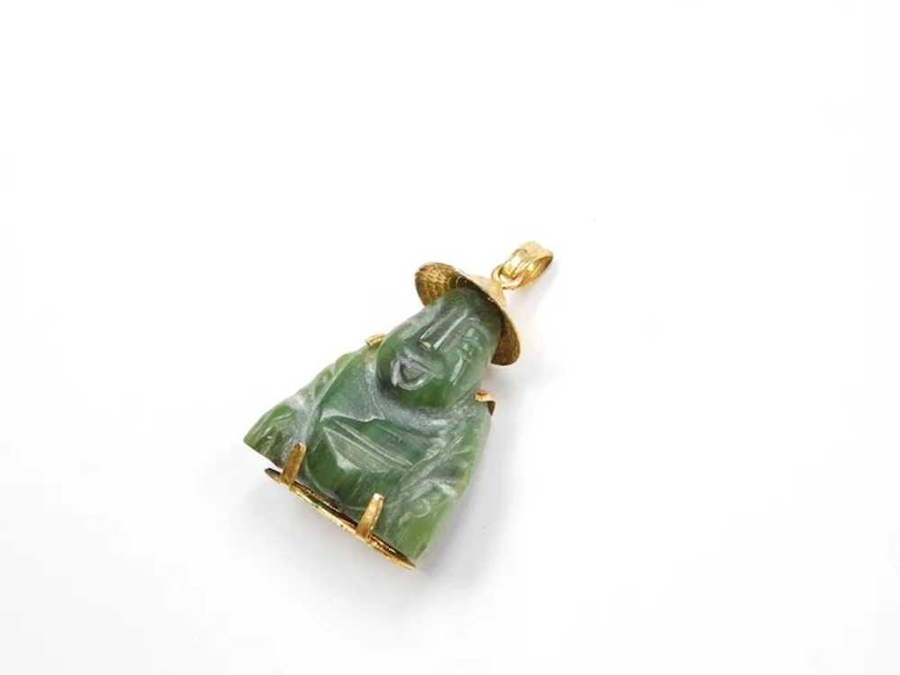 18k Gold Jade Buddha Charm Happiness Kanji - image 6