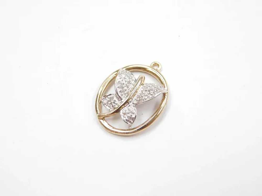 14k Gold Diamond Butterfly Charm - image 3
