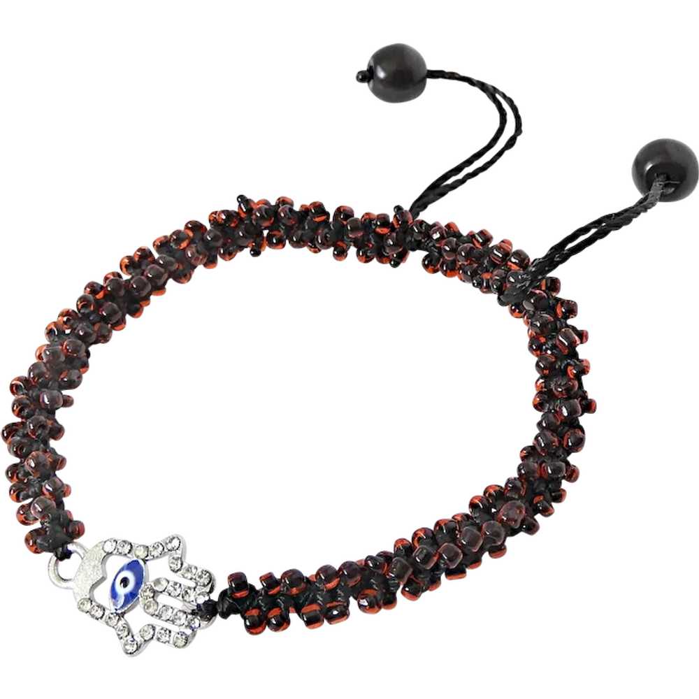 Hamsa with Crystals and Blue Evil Eye Bracelet, B… - image 1