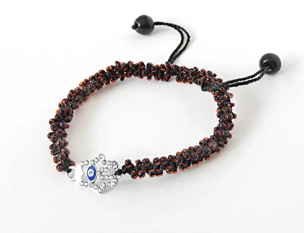 Hamsa with Crystals and Blue Evil Eye Bracelet, B… - image 3