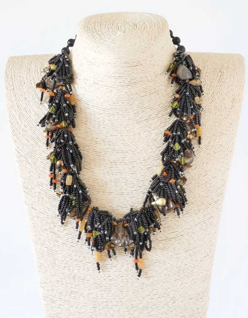 Bronze Mother of Pearl Necklace with Yellow Avent… - image 3