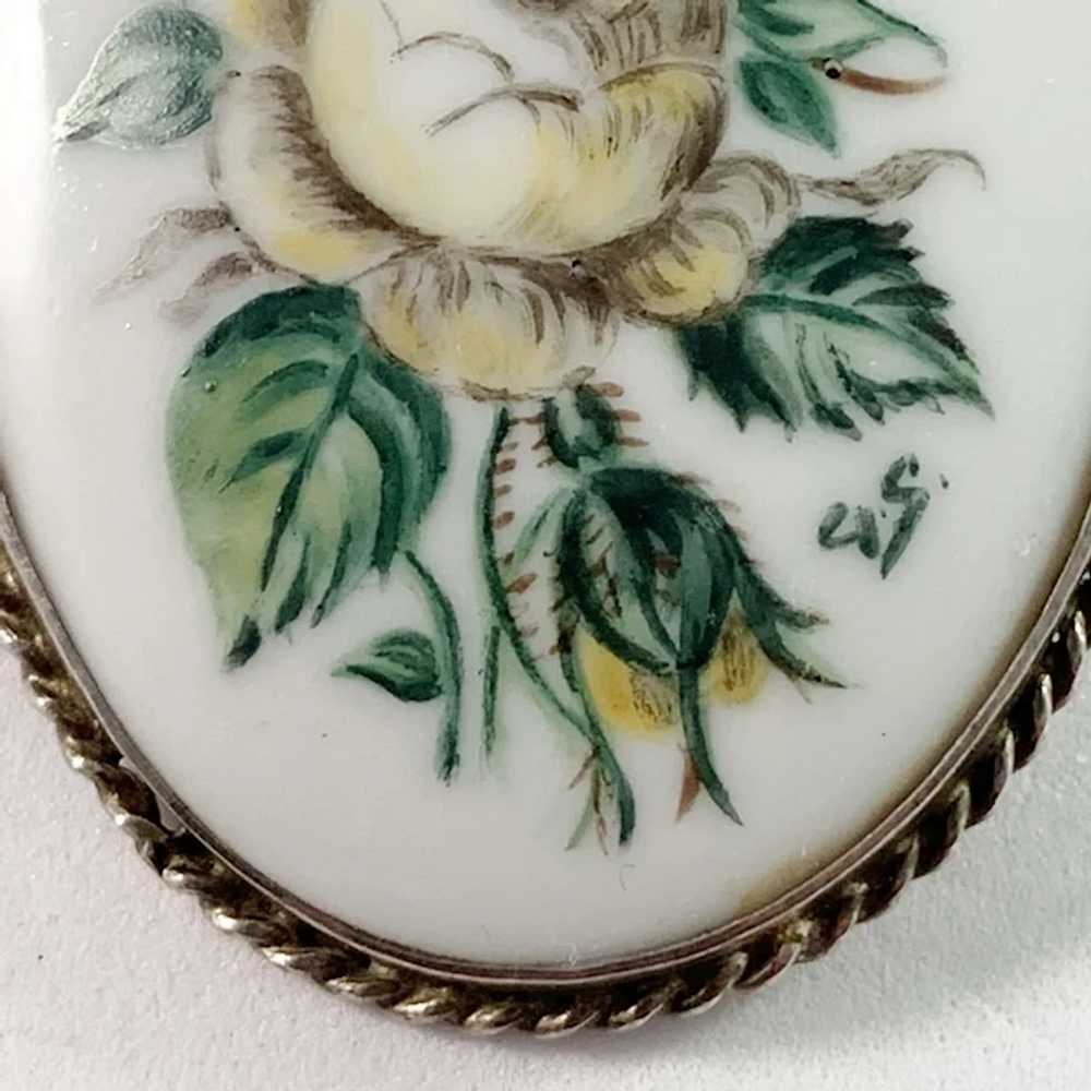 Sweden early 1900 Solid Silver Painted Porcelain … - image 2