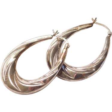 Hollow Oval Hoop Earrings Sterling Silver