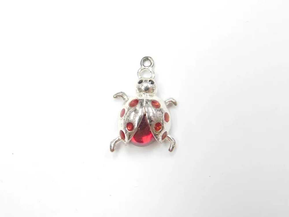 Sterling Silver Red and Black Glass Ladybug Charm - image 2