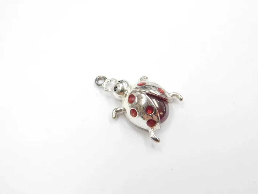 Sterling Silver Red and Black Glass Ladybug Charm - image 3