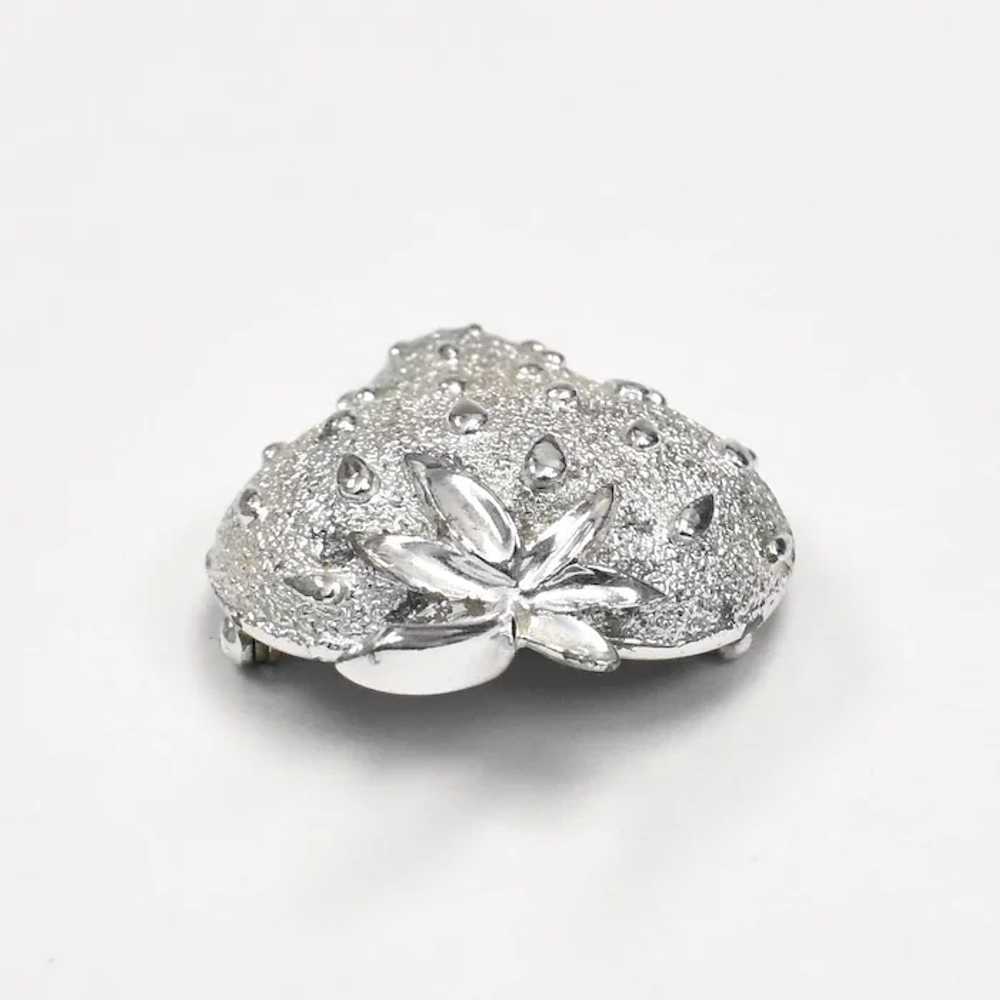 Signed Sarah Coventry 2 " Silver Strawberry Pin/B… - image 5