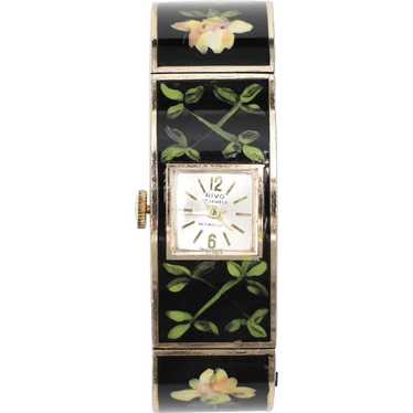 Rivo 17 Jewels Swiss Made Handpainted Flower & Gr… - image 1