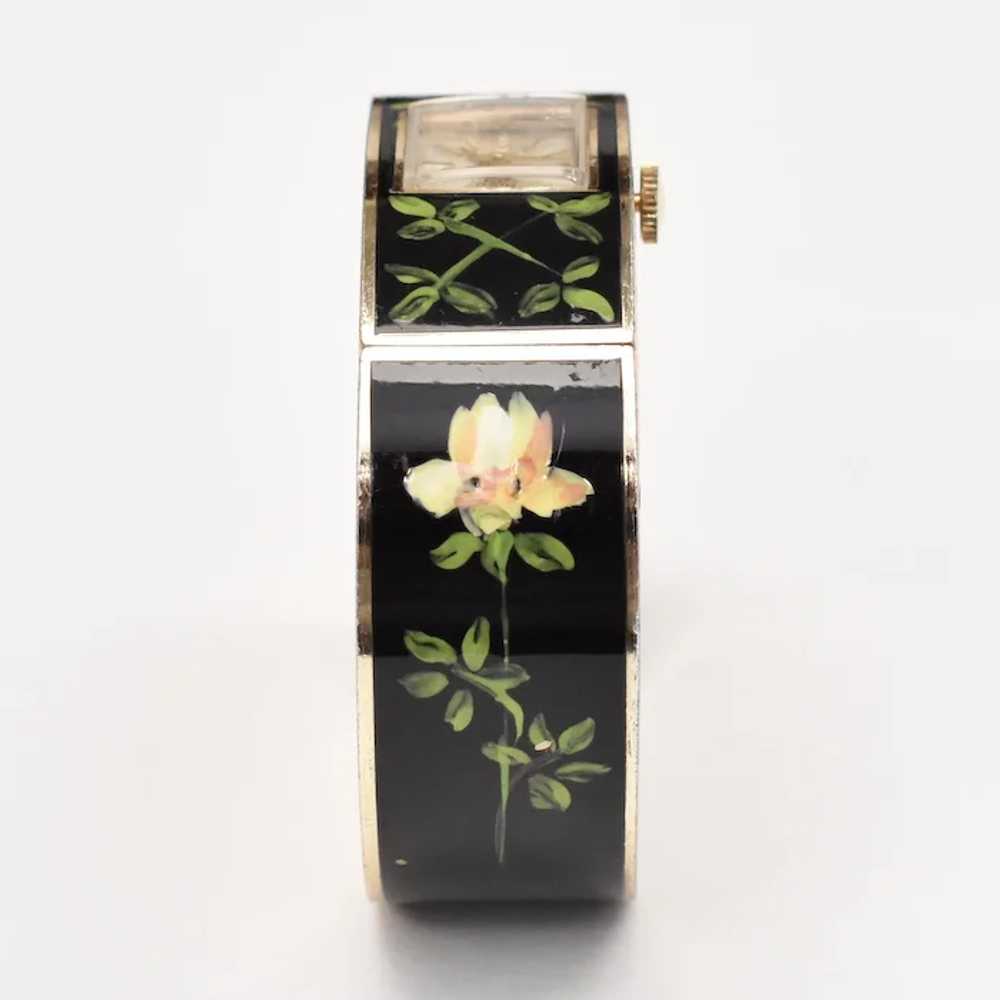 Rivo 17 Jewels Swiss Made Handpainted Flower & Gr… - image 3