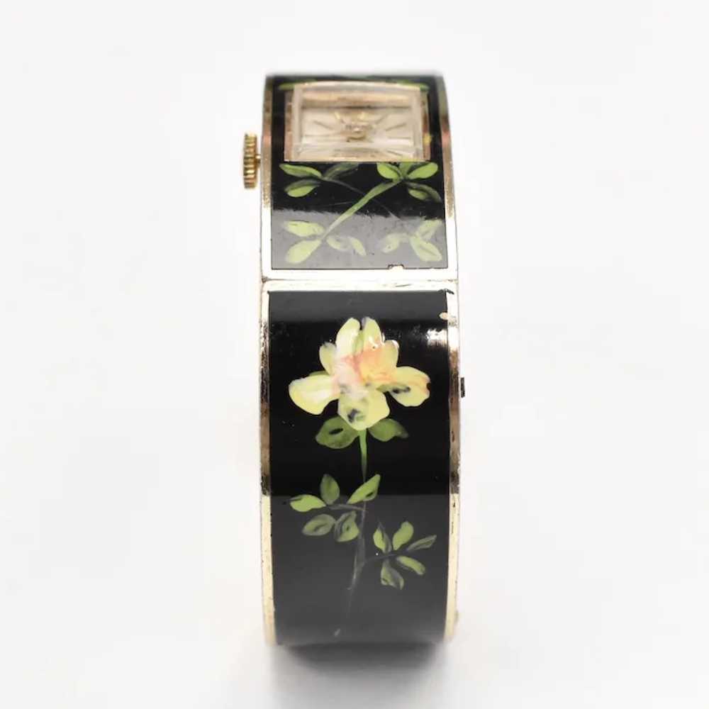 Rivo 17 Jewels Swiss Made Handpainted Flower & Gr… - image 4