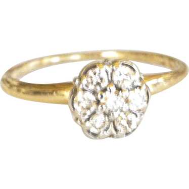 Vintage 1940's 10K Yellow Gold Diamond Flower Ring - image 1