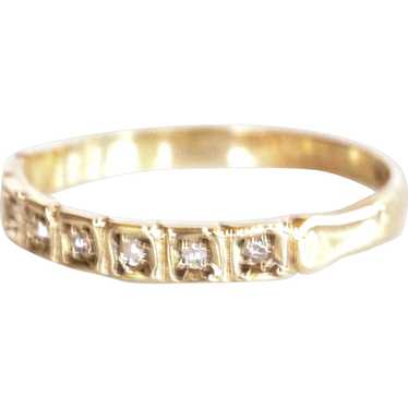 9K Yellow Gold Diamond Band Ring - image 1