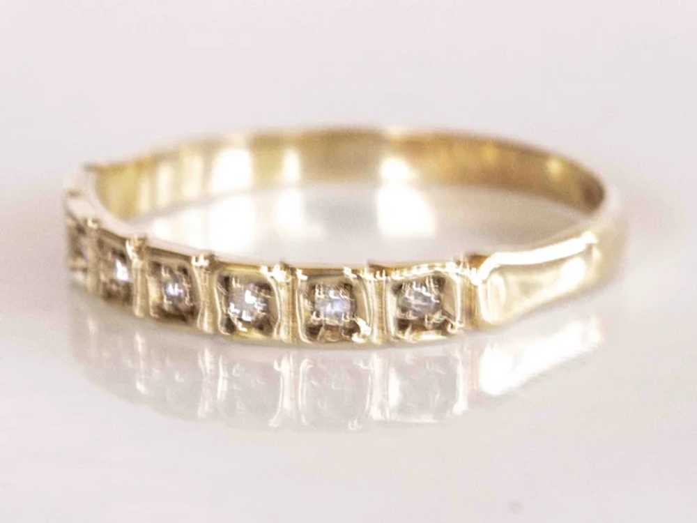 9K Yellow Gold Diamond Band Ring - image 4