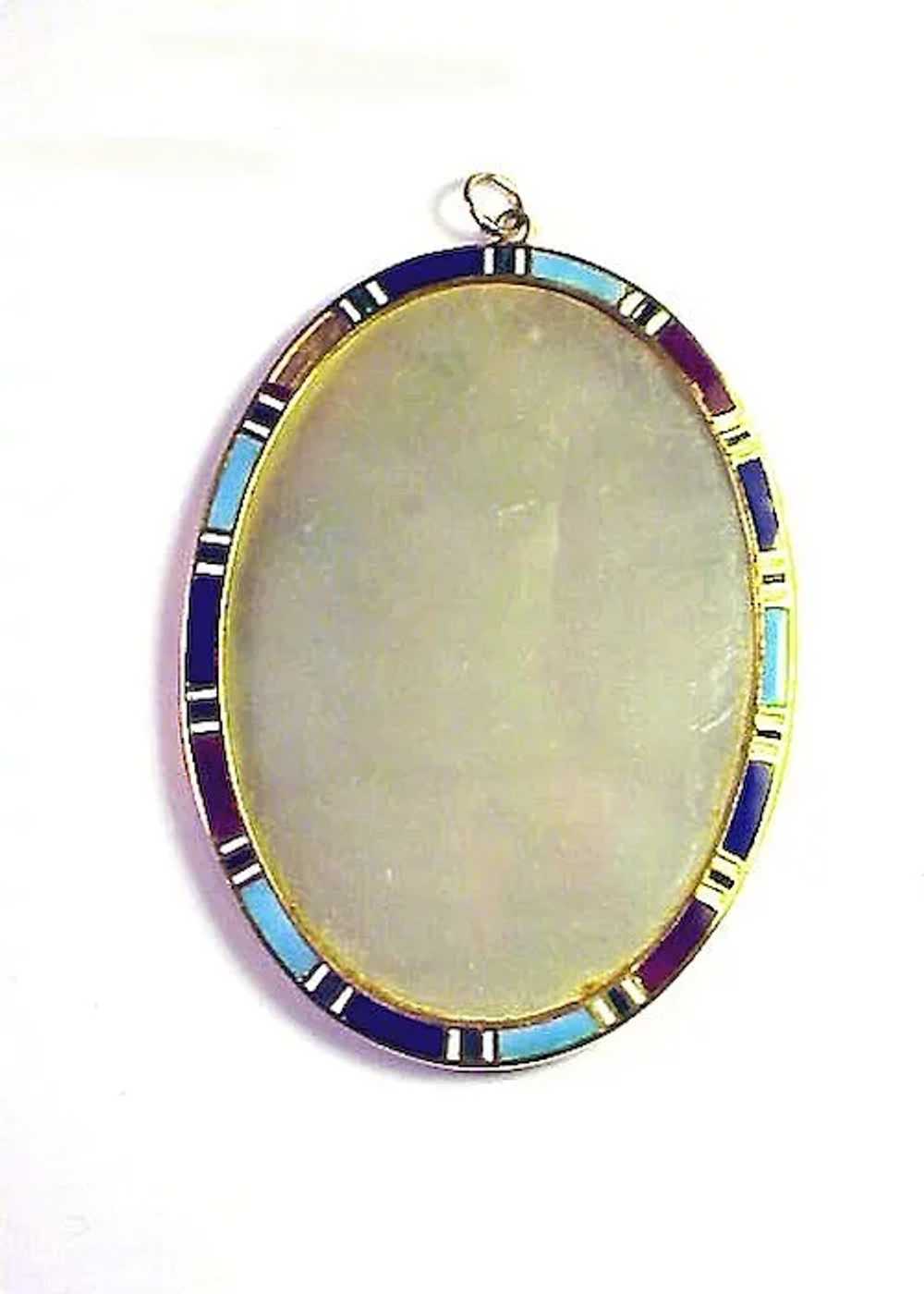 MASTERPIECE Egyptian Revival MOP Cameo in 22k Ena… - image 5