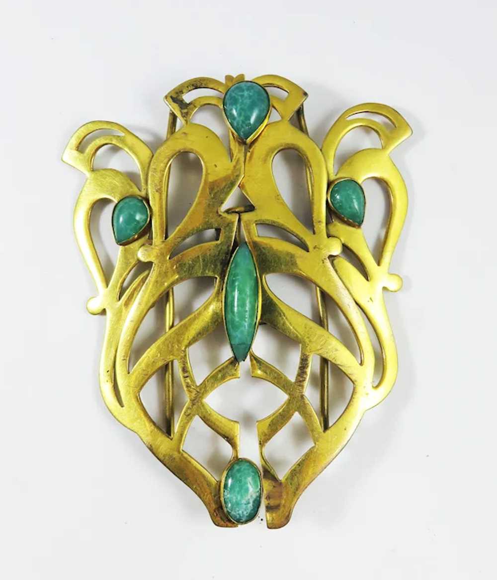 SIGNED ART NOUVEAU French Art Glass/Gilt Bronze B… - image 6