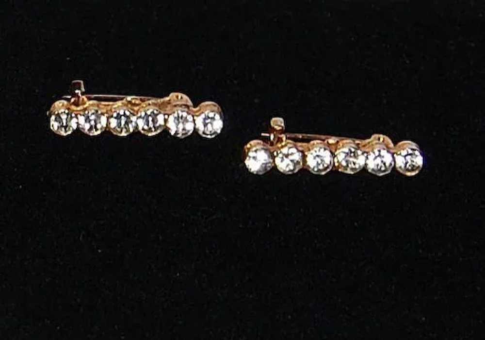 Art Deco Pave Set Clear Rhinestone Lingerie Pins - image 1