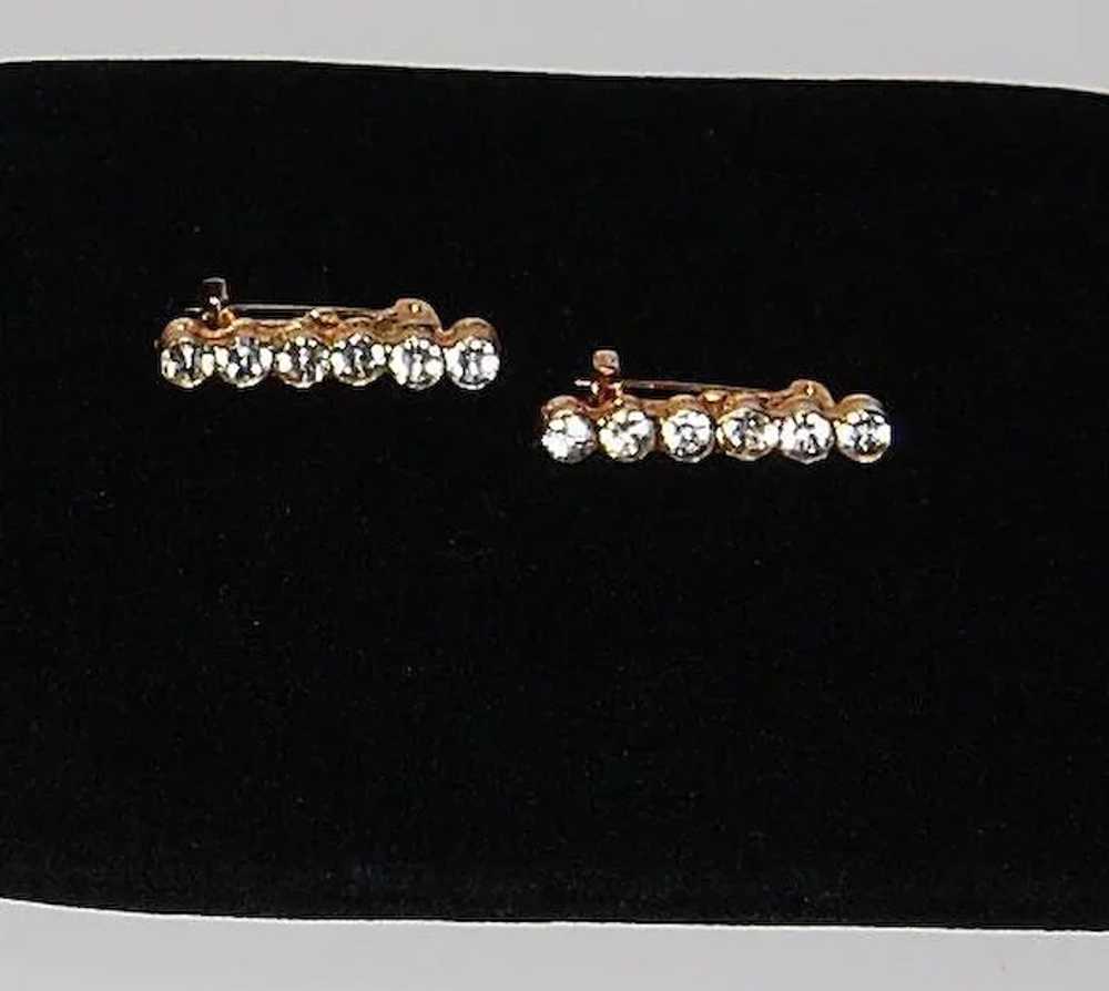 Art Deco Pave Set Clear Rhinestone Lingerie Pins - image 2