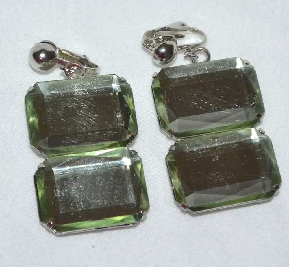 Faceted Lucite Double Chunk Dangle Clip Earrings - image 5