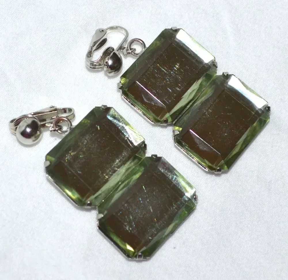 Faceted Lucite Double Chunk Dangle Clip Earrings - image 7