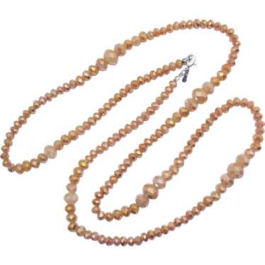 Gorgeous Peachy Pink Signed RMN Faceted Glass Bead