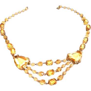 Early 1900s Czech Jonquil Drippy Rhinestone  Neck… - image 1