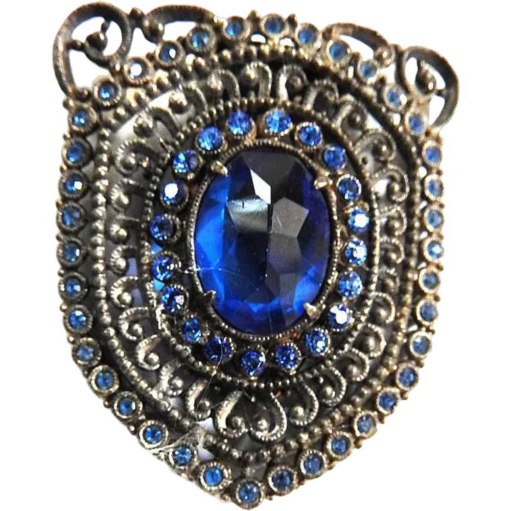 Early 1900s Sapphire Blue Dress Clip - image 1
