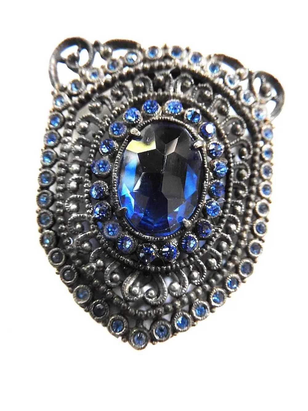 Early 1900s Sapphire Blue Dress Clip - image 2
