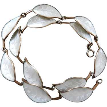 David Andersen Silver Enamel Leaf Bracelet Vintage - image 1