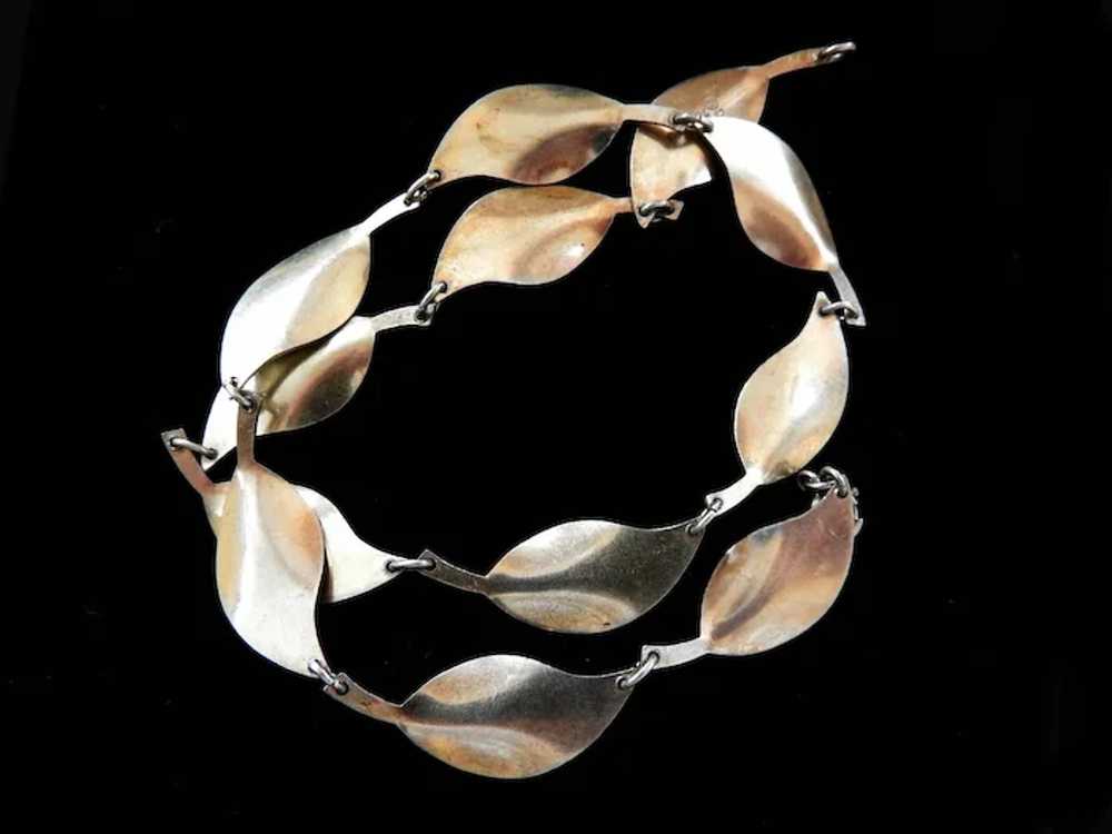 David Andersen Silver Enamel Leaf Bracelet Vintage - image 2