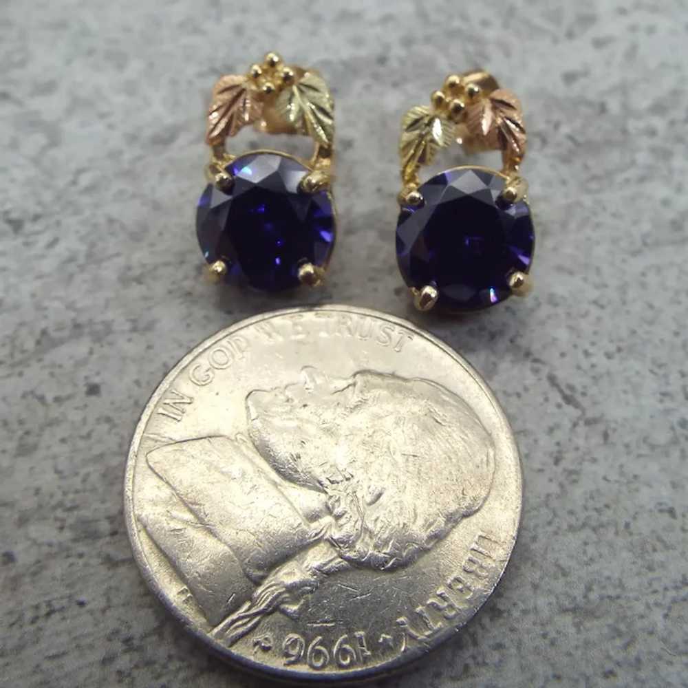 10k Black Hills Gold Pierced Earrings, Four Carat… - image 2