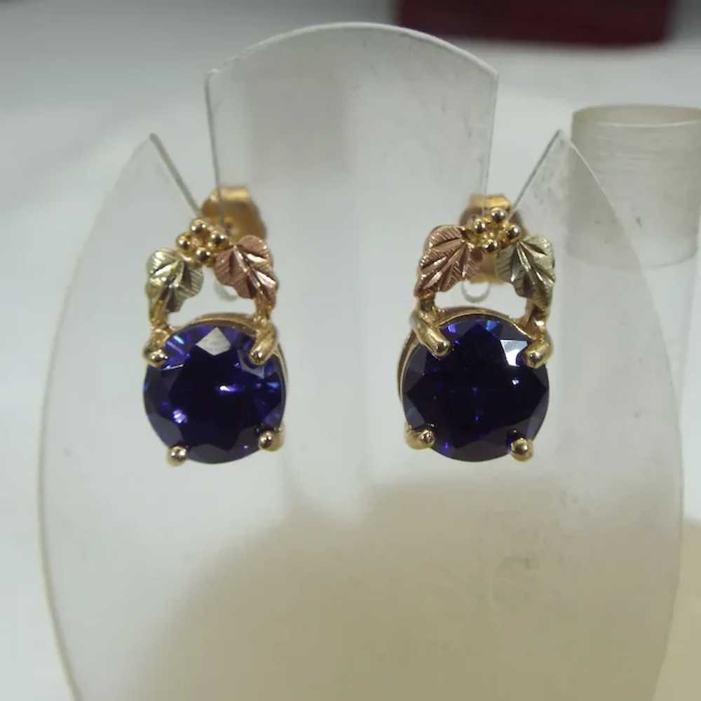 10k Black Hills Gold Pierced Earrings, Four Carat… - image 5
