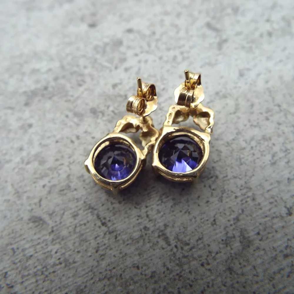 10k Black Hills Gold Pierced Earrings, Four Carat… - image 6