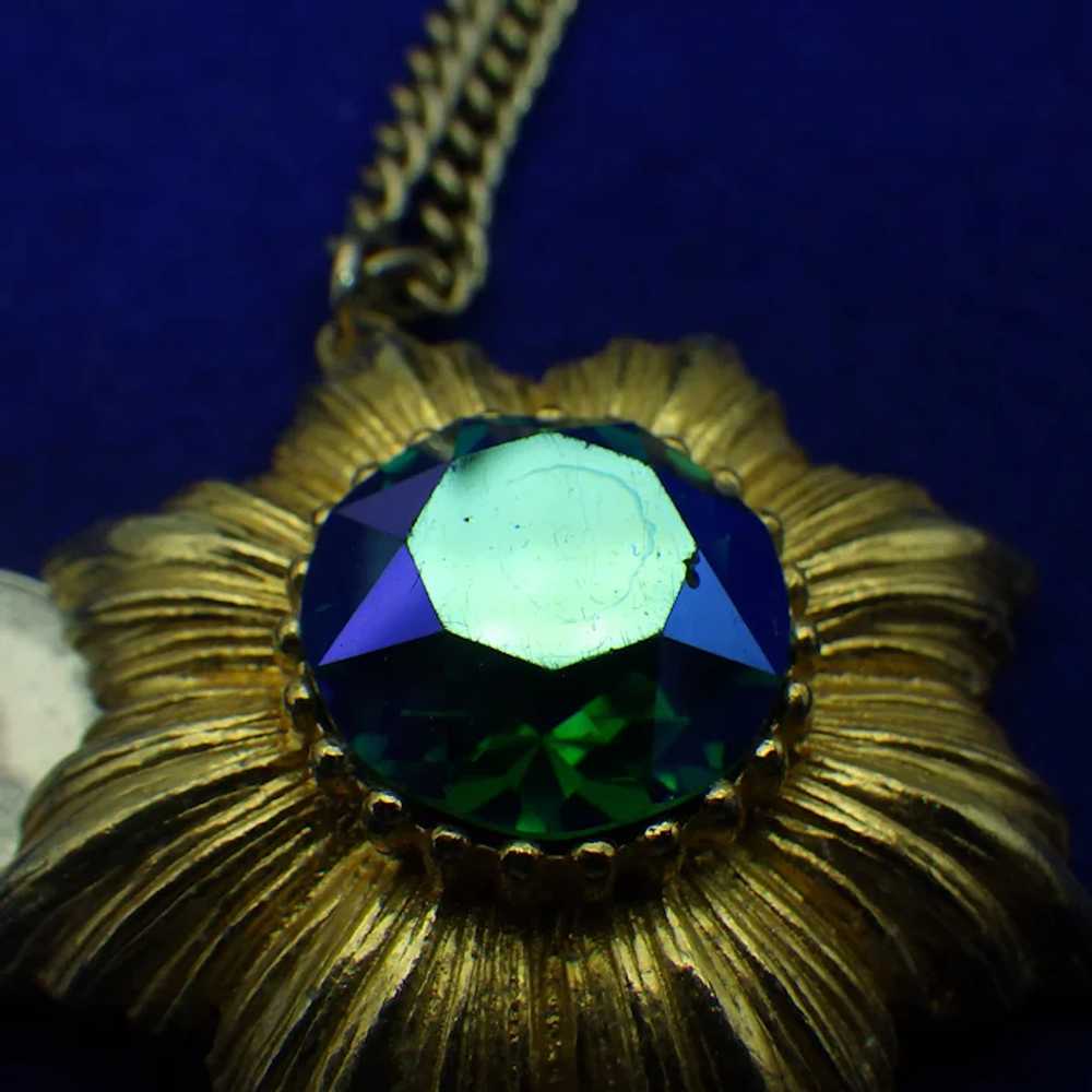 Vintage Fancy Crystal Stone Pendant, 1950s Blue, … - image 5