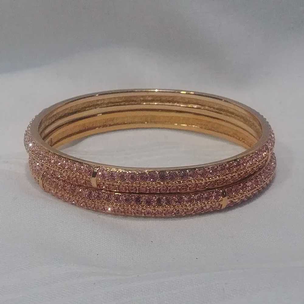 Swarovski pink crystal bangles two rows pair - image 2