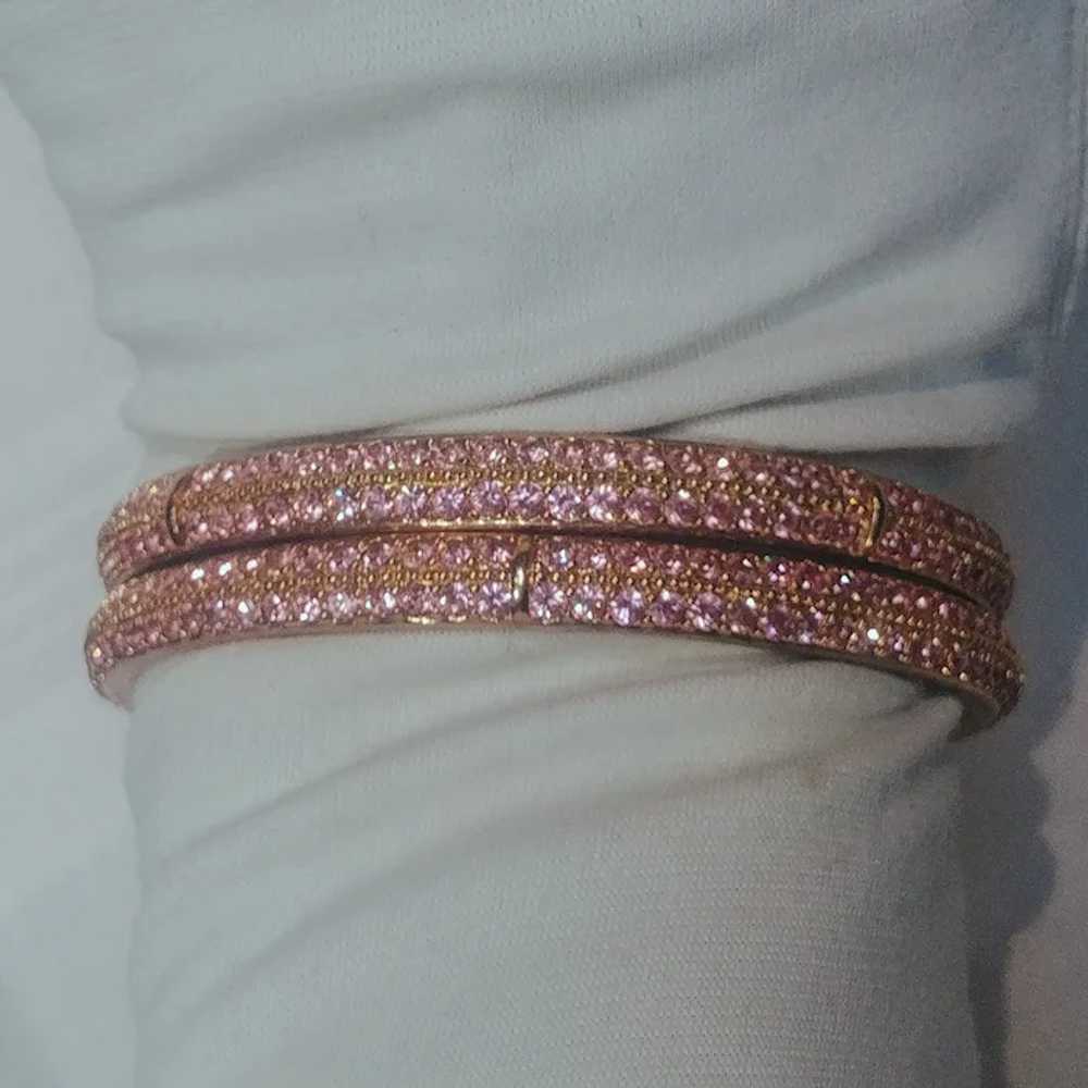 Swarovski pink crystal bangles two rows pair - image 5