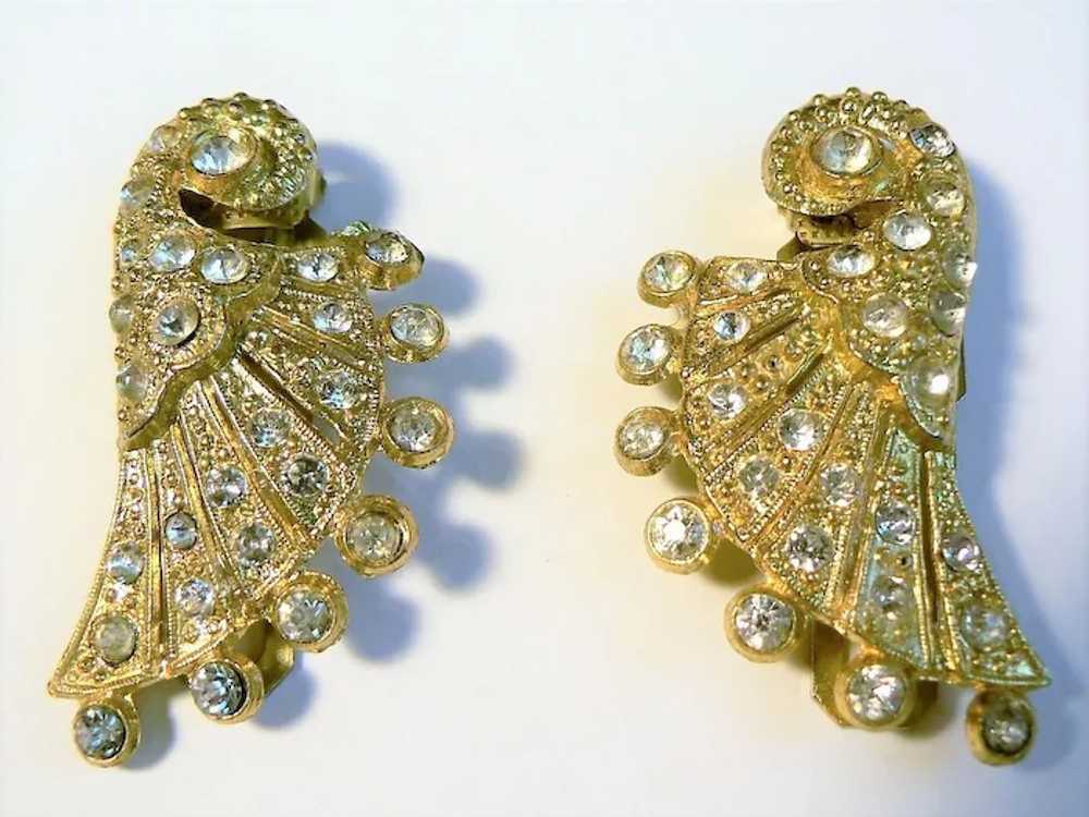 Beautiful Pair of Vintage Art Deco Dress Clips wi… - image 2