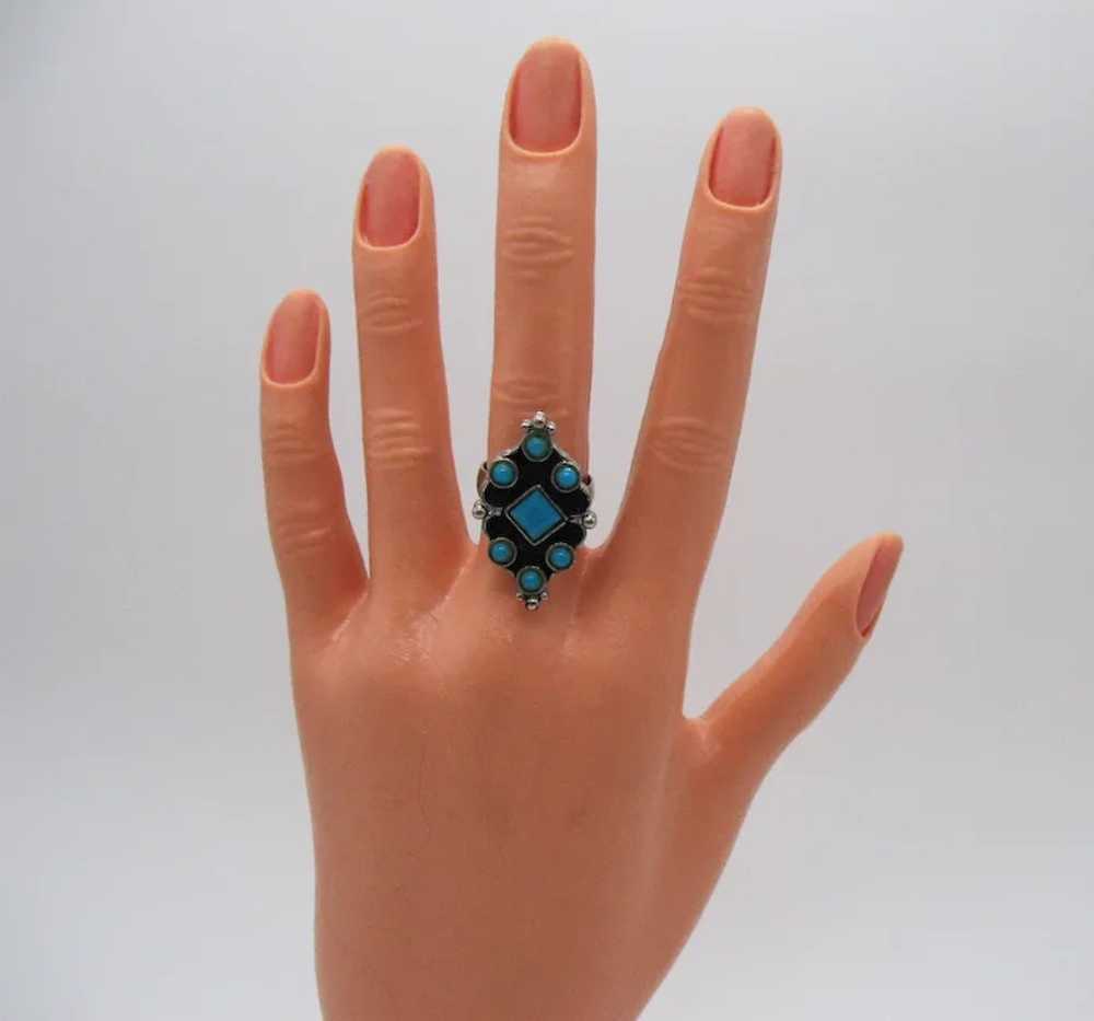 Very Nice Vintage Faux Turquoise Diamond Shaped R… - image 2