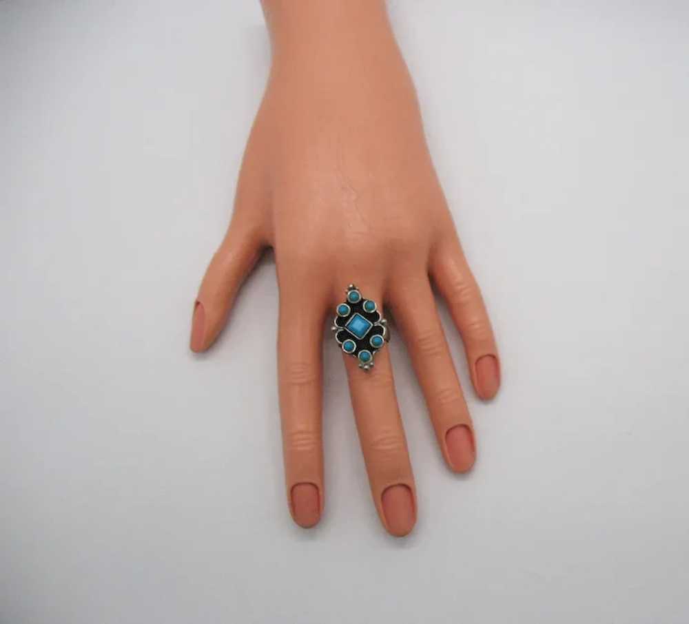 Very Nice Vintage Faux Turquoise Diamond Shaped R… - image 3