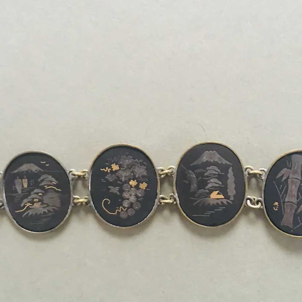 Brass Japanese Damascus Enamel Bracelet With Scen… - image 4