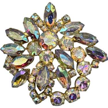 Vintage Large Designer Aurora Borealis Prong Set … - image 1