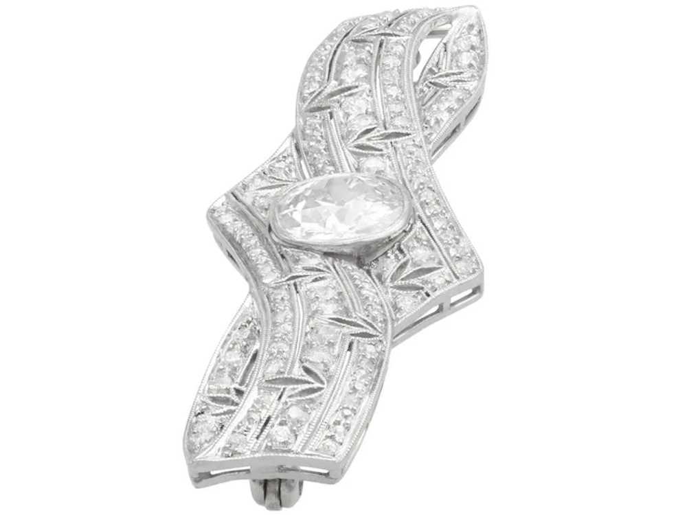 Antique Art Deco 3.22ct Diamond and Platinum Broo… - image 3