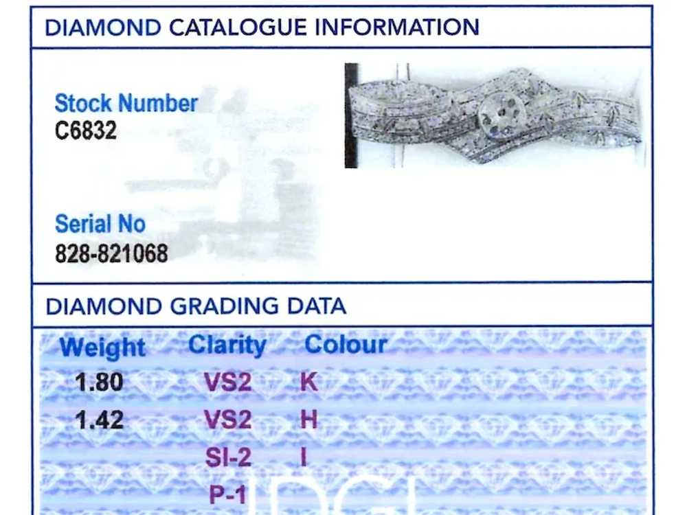 Antique Art Deco 3.22ct Diamond and Platinum Broo… - image 9