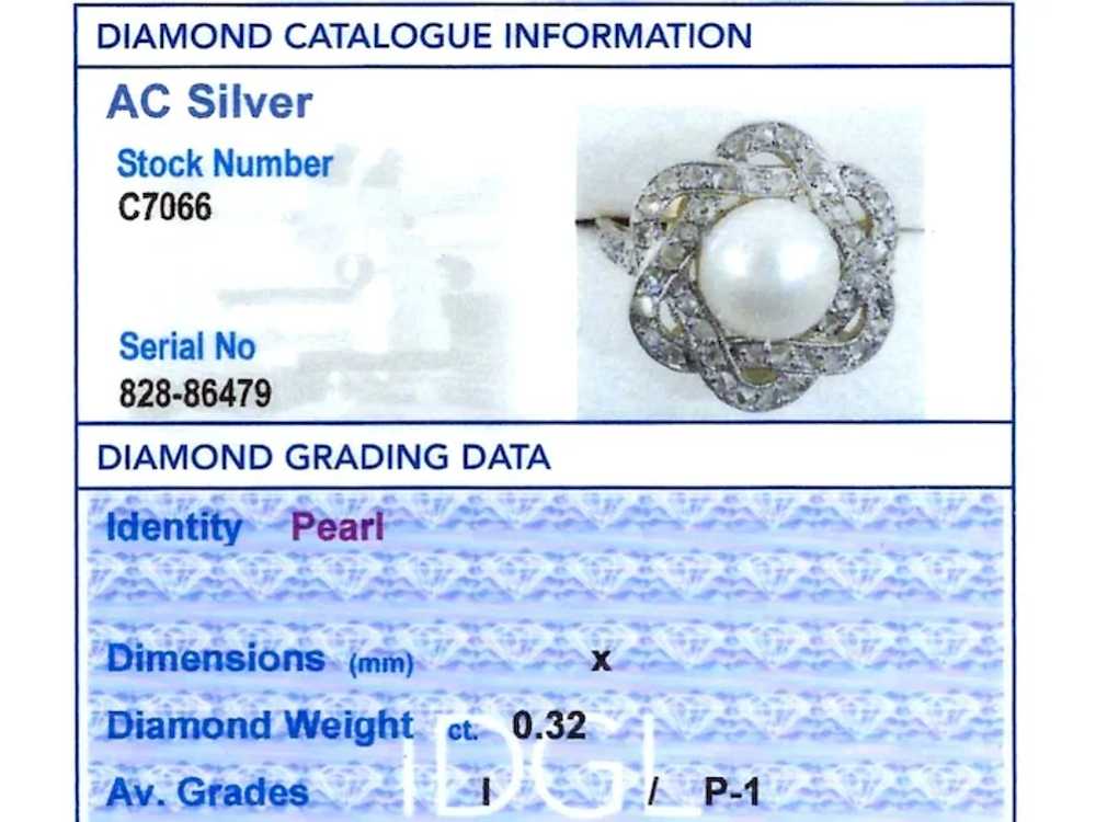 Antique Natural Pearl and 0.32ct Diamond, 14ct Ye… - image 6