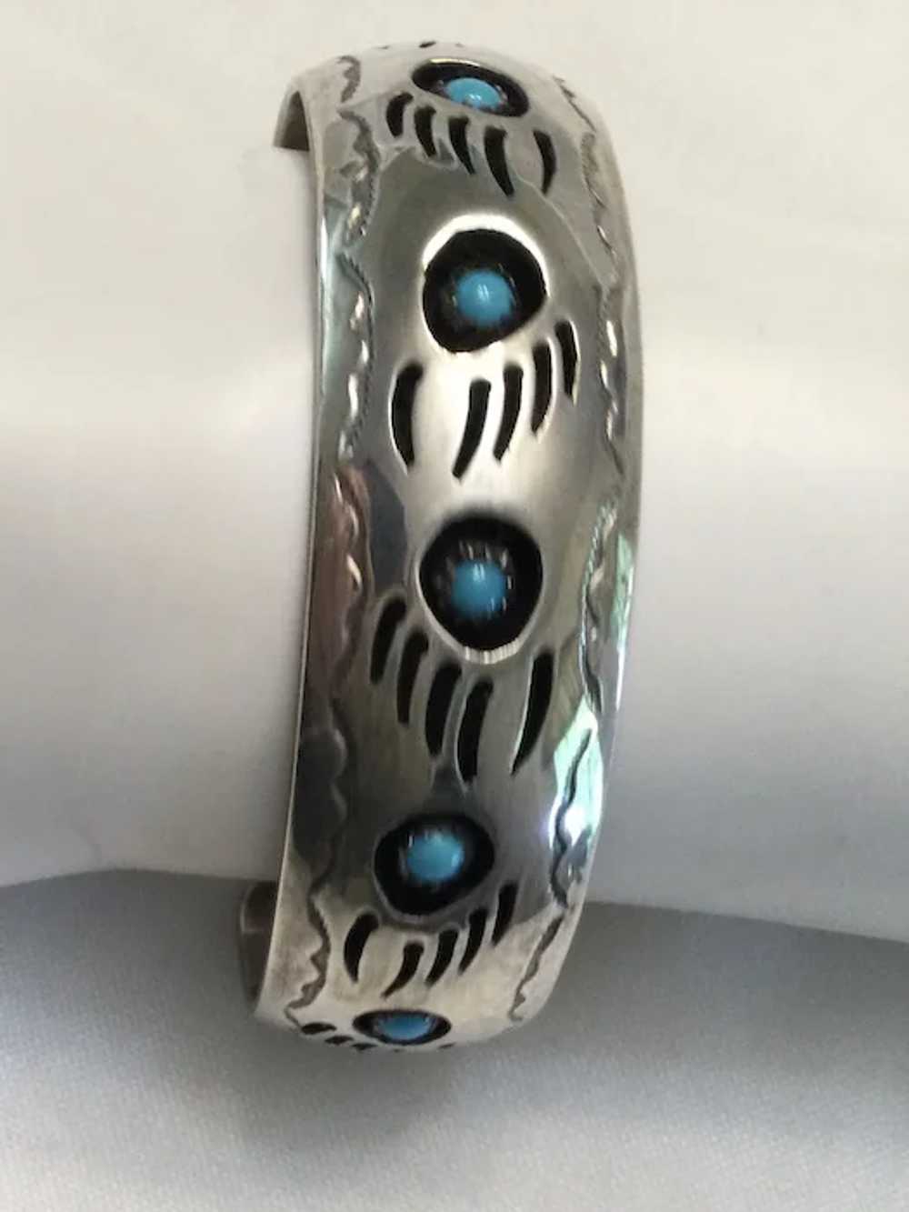 Sterling Silver Bear Paw Bracelet Signed Native A… - image 3