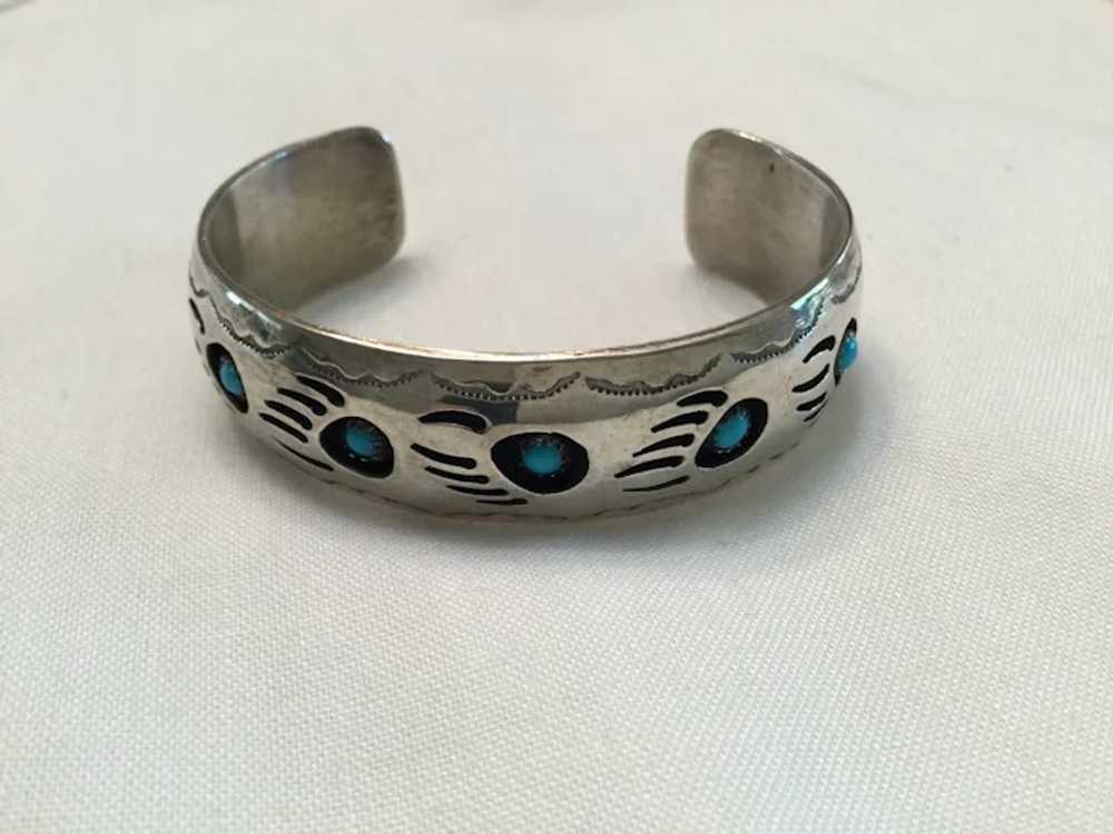 Sterling Silver Bear Paw Bracelet Signed Native A… - image 4