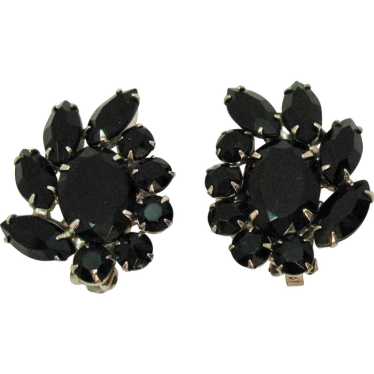 Spectacular Massive Black Rhinestone Vintage Clip… - image 1
