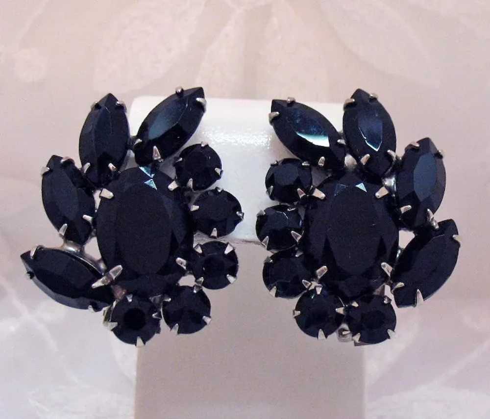 Spectacular Massive Black Rhinestone Vintage Clip… - image 2