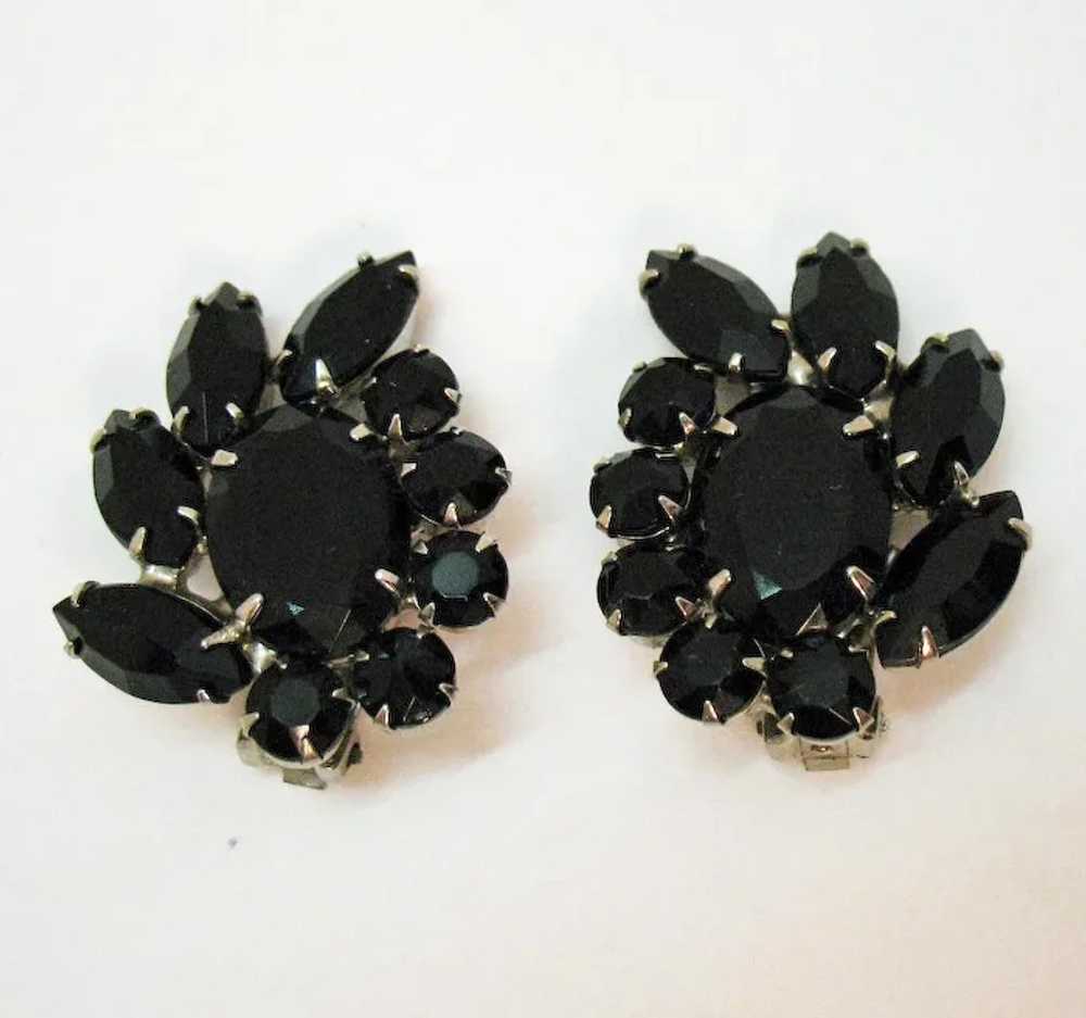 Spectacular Massive Black Rhinestone Vintage Clip… - image 4