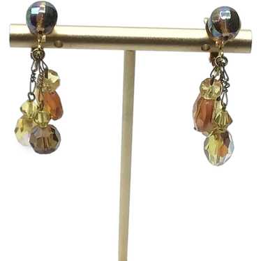 Vogue Gold Tone Topaz Colored Crystal Clip Dangle… - image 1